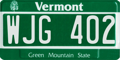 VT license plate WJG402