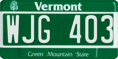 VT license plate WJG403