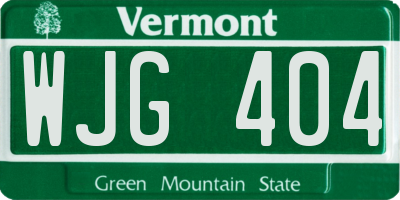 VT license plate WJG404