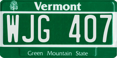 VT license plate WJG407