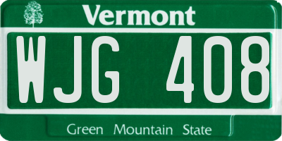VT license plate WJG408