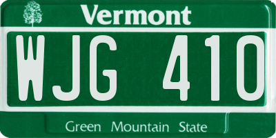 VT license plate WJG410