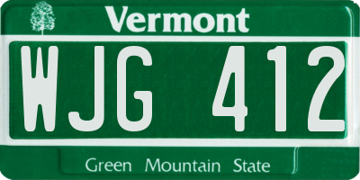 VT license plate WJG412