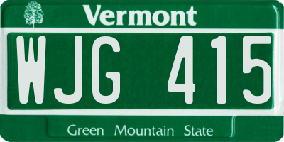 VT license plate WJG415