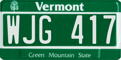 VT license plate WJG417