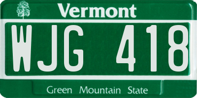 VT license plate WJG418