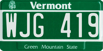 VT license plate WJG419