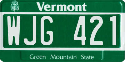 VT license plate WJG421
