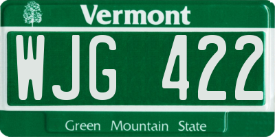 VT license plate WJG422