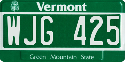 VT license plate WJG425