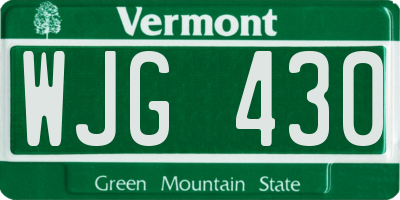 VT license plate WJG430