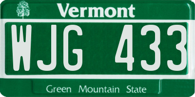 VT license plate WJG433