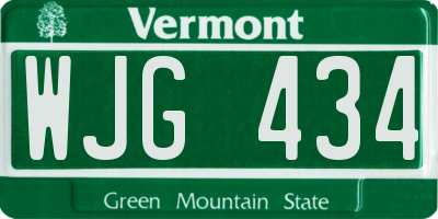 VT license plate WJG434