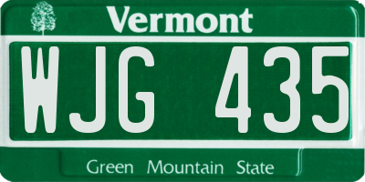 VT license plate WJG435
