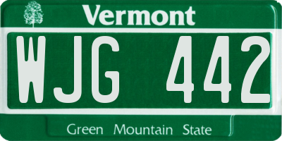 VT license plate WJG442