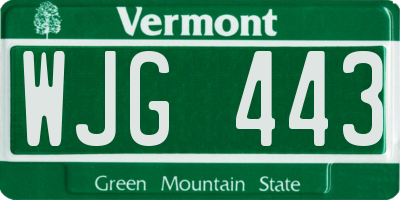 VT license plate WJG443