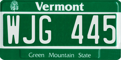 VT license plate WJG445