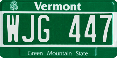 VT license plate WJG447