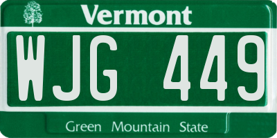VT license plate WJG449