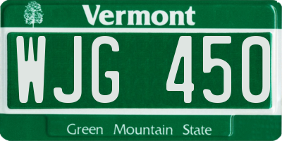 VT license plate WJG450