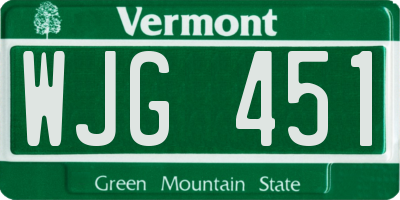 VT license plate WJG451