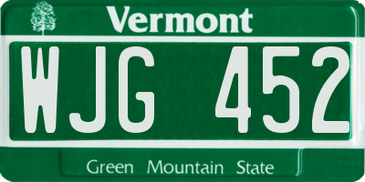 VT license plate WJG452