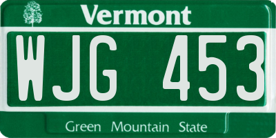 VT license plate WJG453