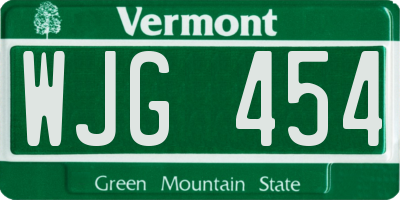 VT license plate WJG454