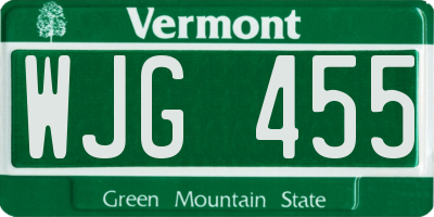 VT license plate WJG455