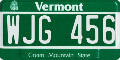 VT license plate WJG456