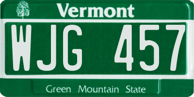 VT license plate WJG457