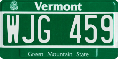 VT license plate WJG459
