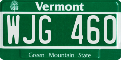 VT license plate WJG460