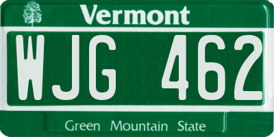 VT license plate WJG462