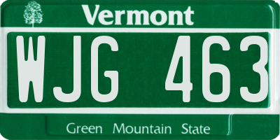 VT license plate WJG463