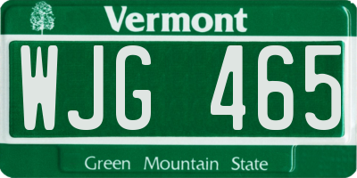 VT license plate WJG465