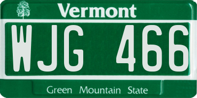 VT license plate WJG466