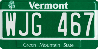 VT license plate WJG467