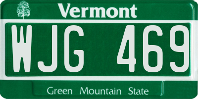 VT license plate WJG469