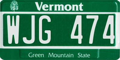 VT license plate WJG474