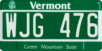 VT license plate WJG476