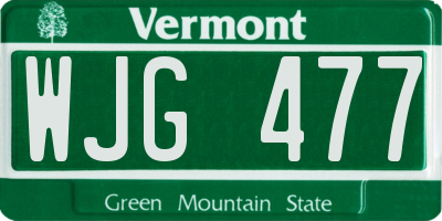 VT license plate WJG477
