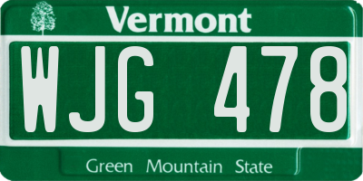 VT license plate WJG478