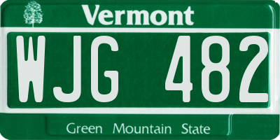 VT license plate WJG482