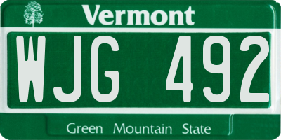 VT license plate WJG492