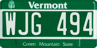 VT license plate WJG494