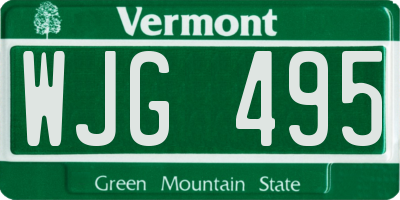 VT license plate WJG495