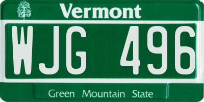 VT license plate WJG496