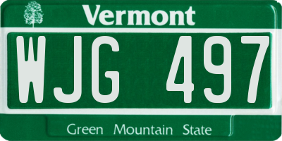 VT license plate WJG497