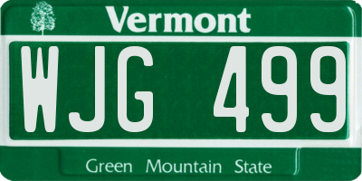 VT license plate WJG499